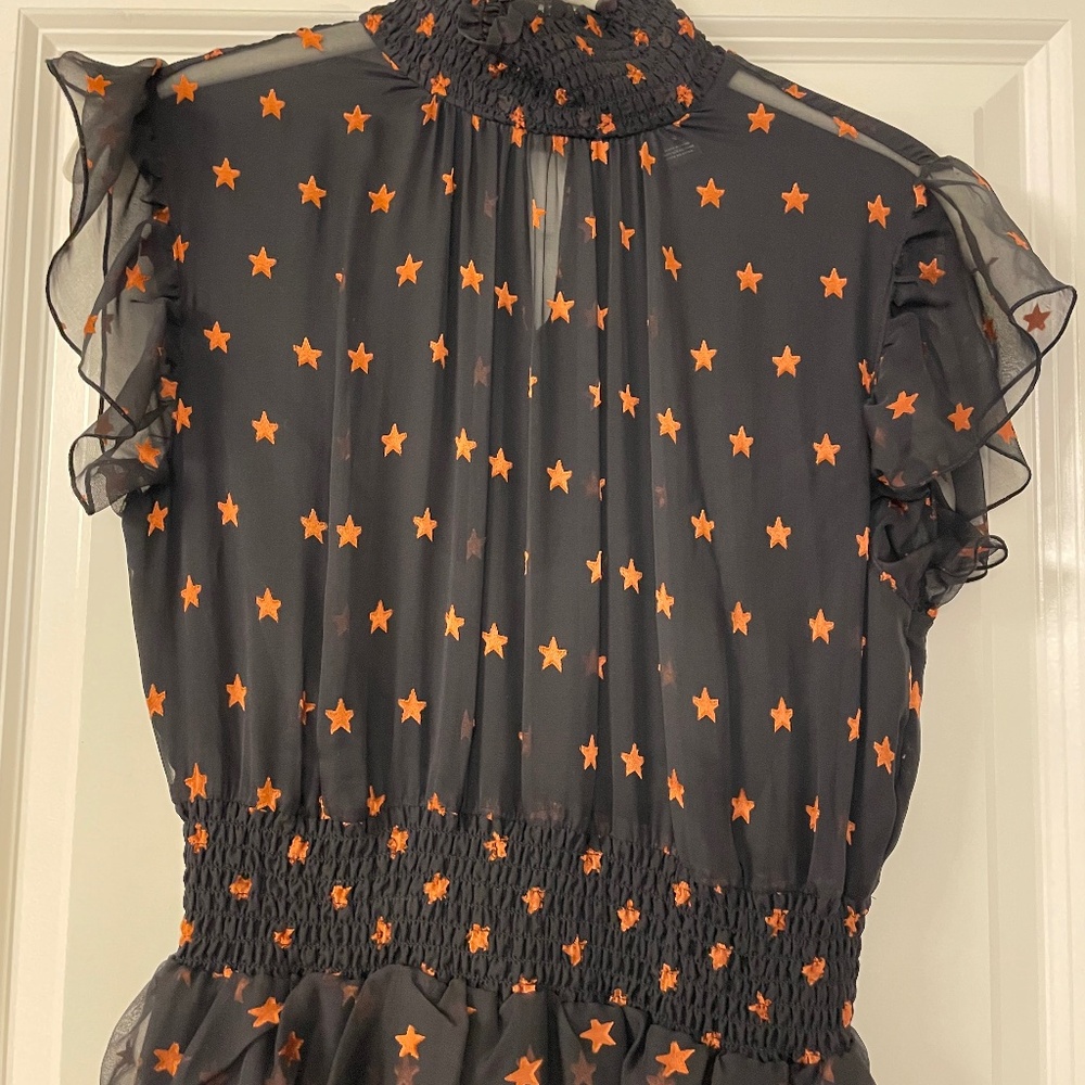 SCOTCH & SODA Maison Scotch Chiffon High Neck Star Jacquard Maxi Dress S… - Picture 3 of 15